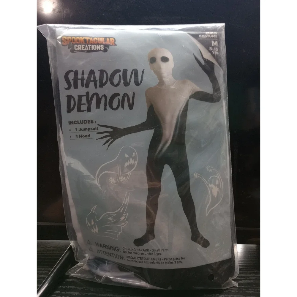 Kids Shadow Demon Costume Medium 8-10 Spooktacular‎ Creations Black White...